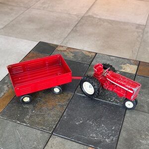 International Harvester Red Toy Tractor and Trailer Set